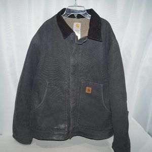CARHARTT Mens Coat Jacket Black Sherpa Lined Work Coat Size XL RN14808 Collar